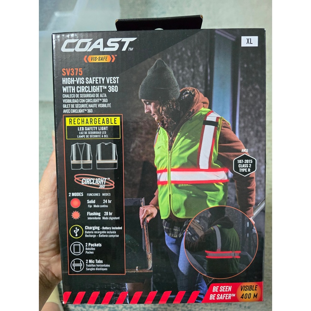 Coast SV375 Vis Safe High Visibility Safety Vest‎ with Circlight 360 XL (N)